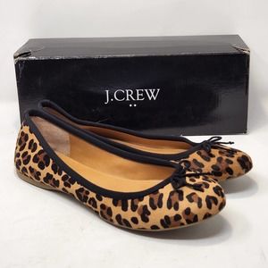 J Crew Classic Ballet Calf Hair Leopard Print Ballet Flats Size 10.5 Slip On